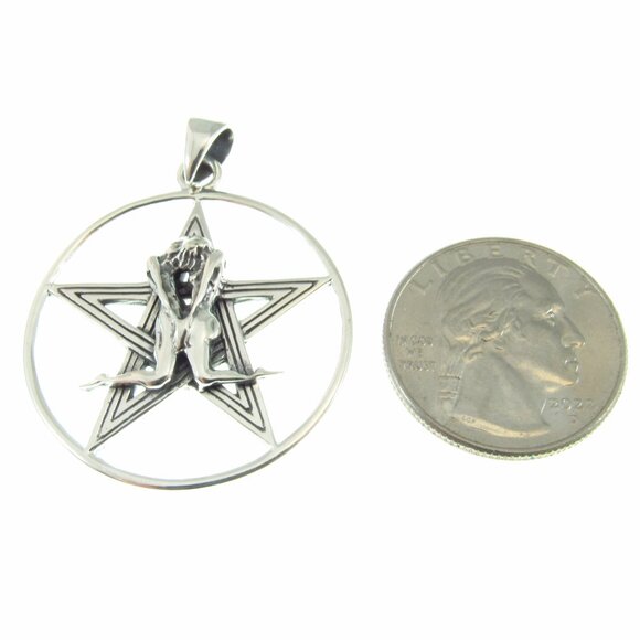 Solid 925 Sterling Silver Tantric Lovers Pentacle Pendant / Kama Sutra Jewelry - Picture 5 of 9
